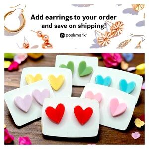 Stud Earrings Pastel Hearts - BLUE‎